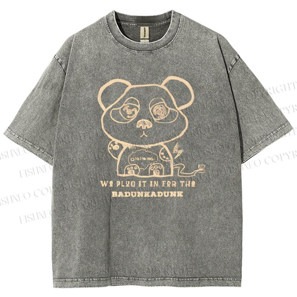 Unisex Panda Printed Washed Tee