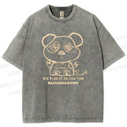 Unisex Panda Printed Washed Tee