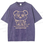 Unisex Panda Printed Washed Tee