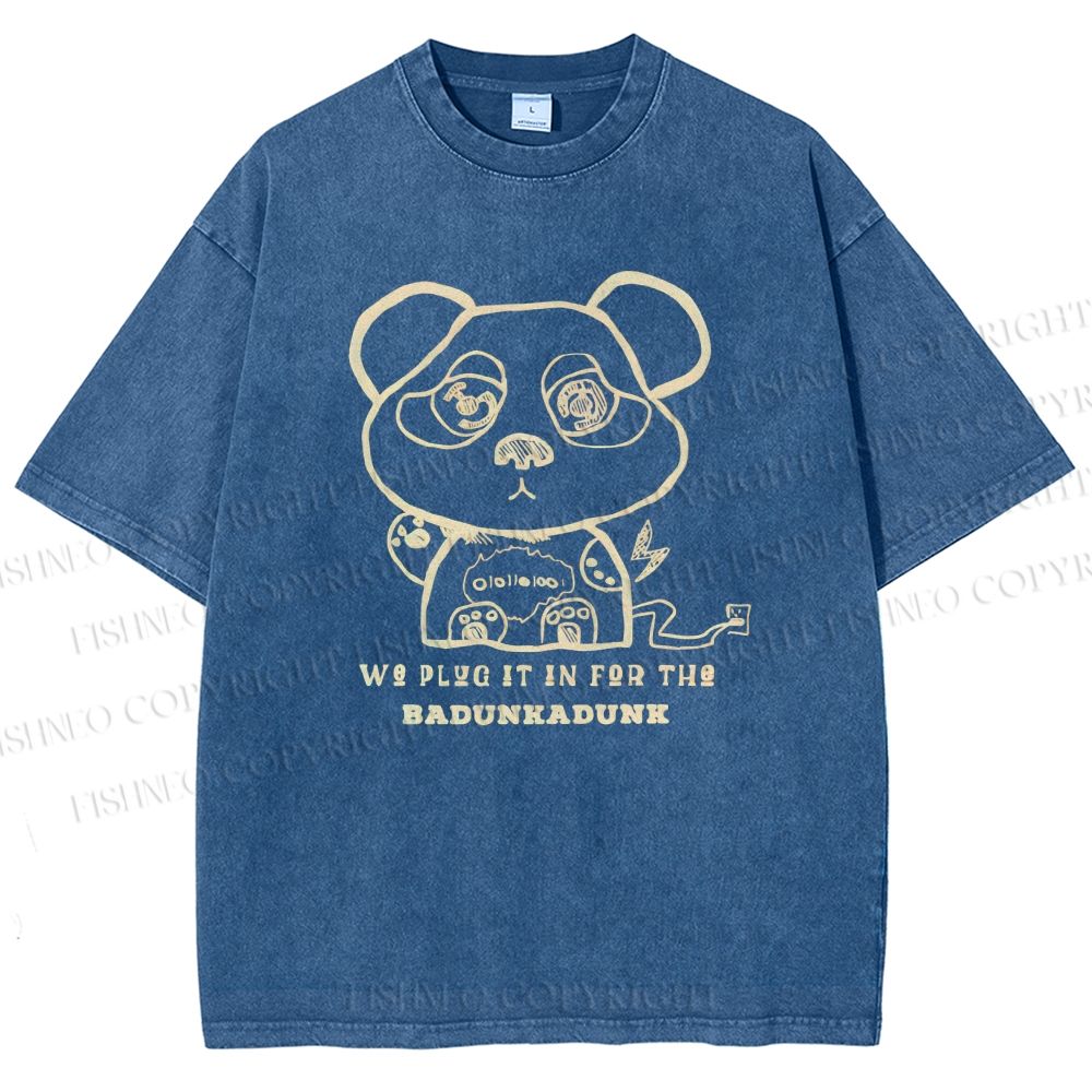 Unisex Panda Printed Washed Tee