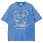 Unisex Panda Printed Washed Tee
