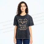 Unisex Panda Printed Washed Tee