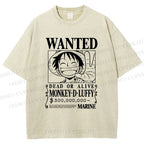 Unisex Luffy Printed Washed Tee