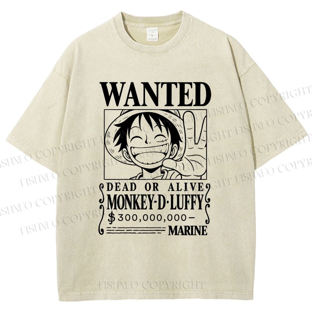 Unisex Luffy Printed Washed Tee