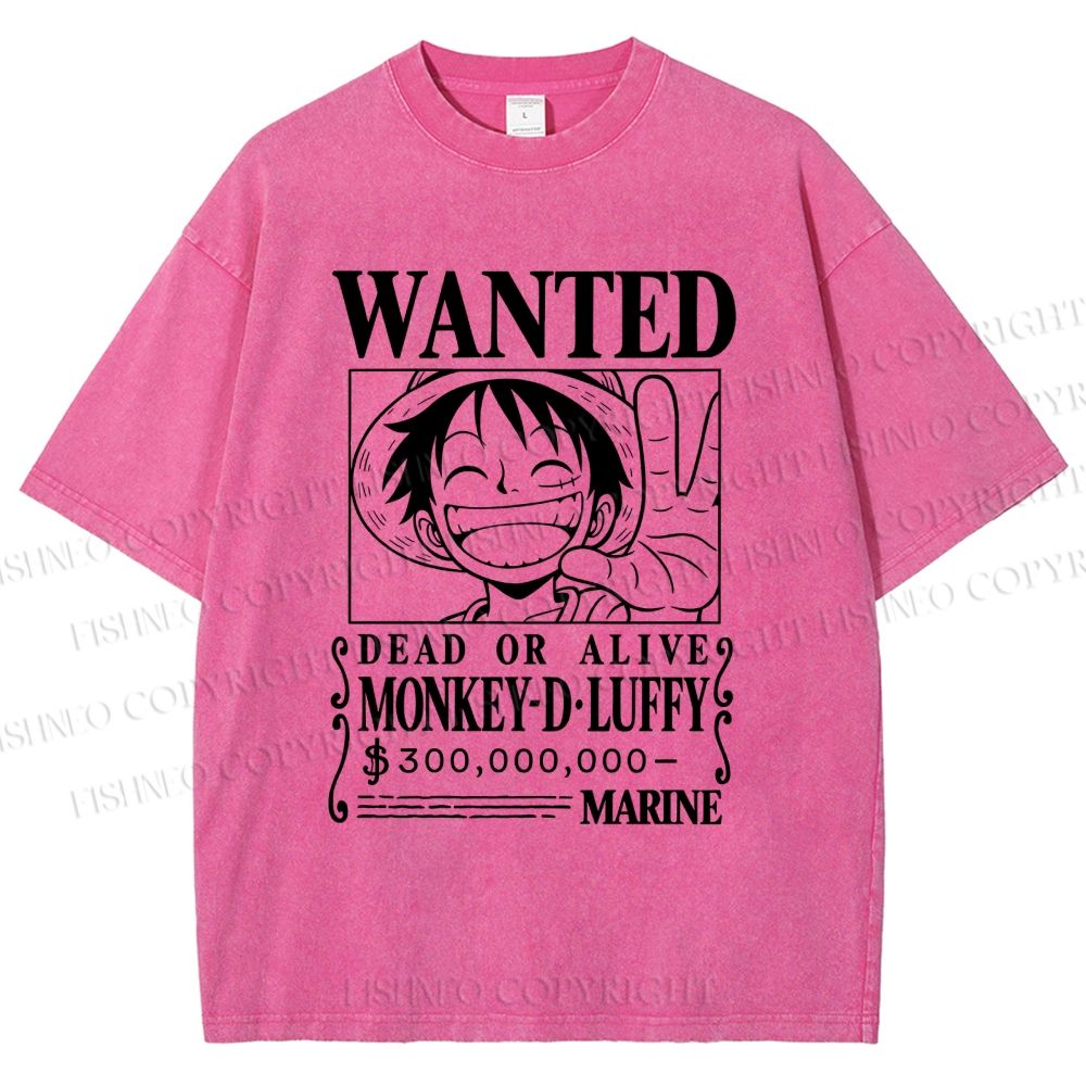 Unisex Luffy Printed Washed Tee