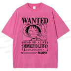 Unisex Luffy Printed Washed Tee
