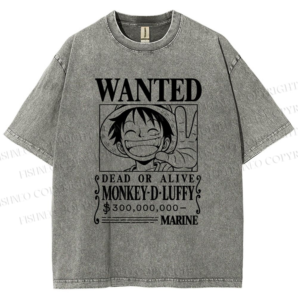 Unisex Luffy Printed Washed Tee