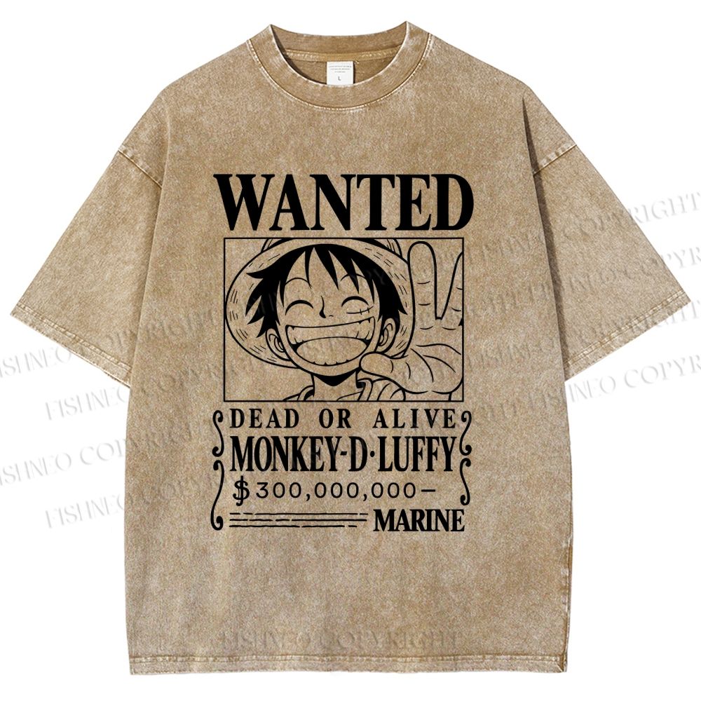 Unisex Luffy Printed Washed Tee