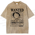 Unisex Luffy Printed Washed Tee