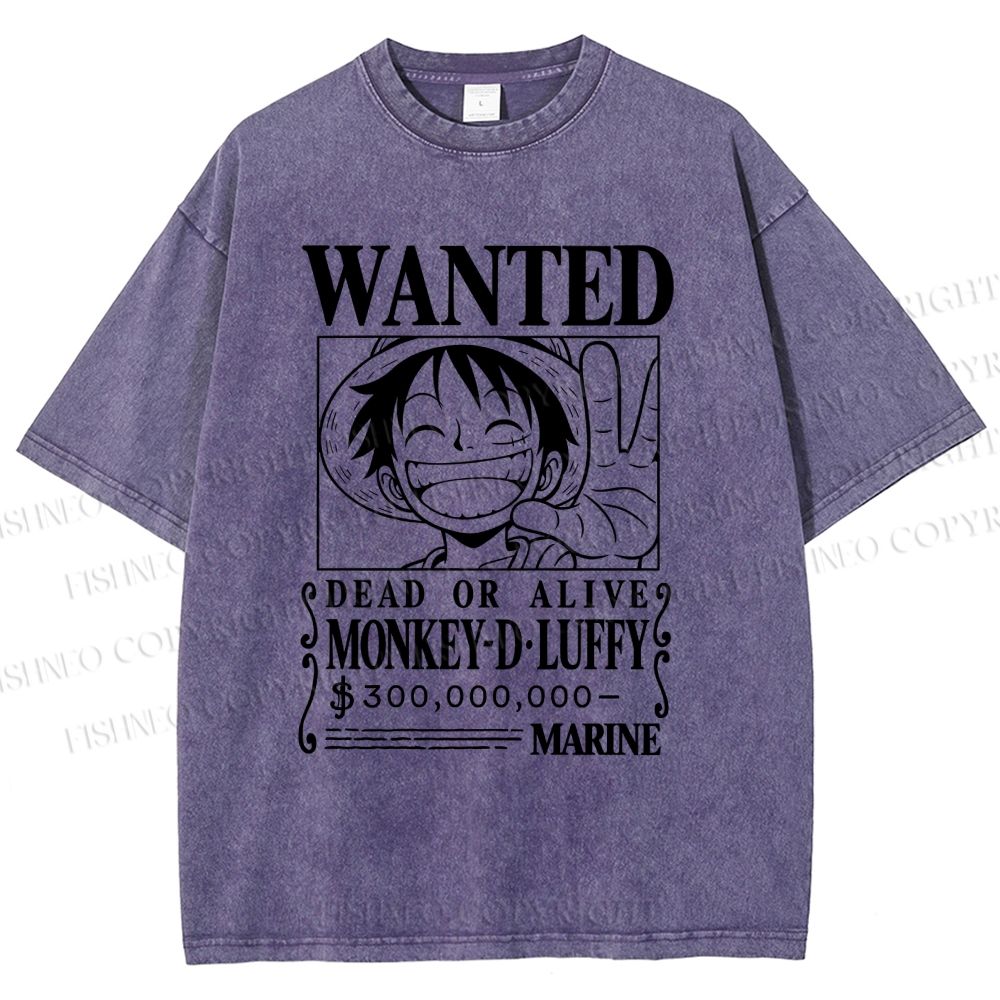 Unisex Luffy Printed Washed Tee