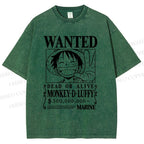 Unisex Luffy Printed Washed Tee