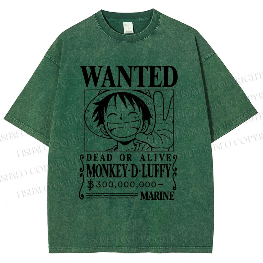 Unisex Luffy Printed Washed Tee