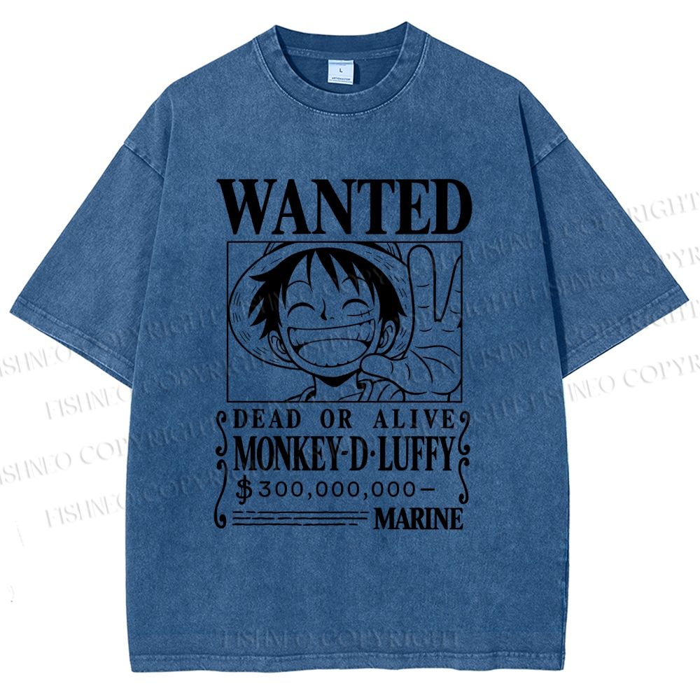 Unisex Luffy Printed Washed Tee