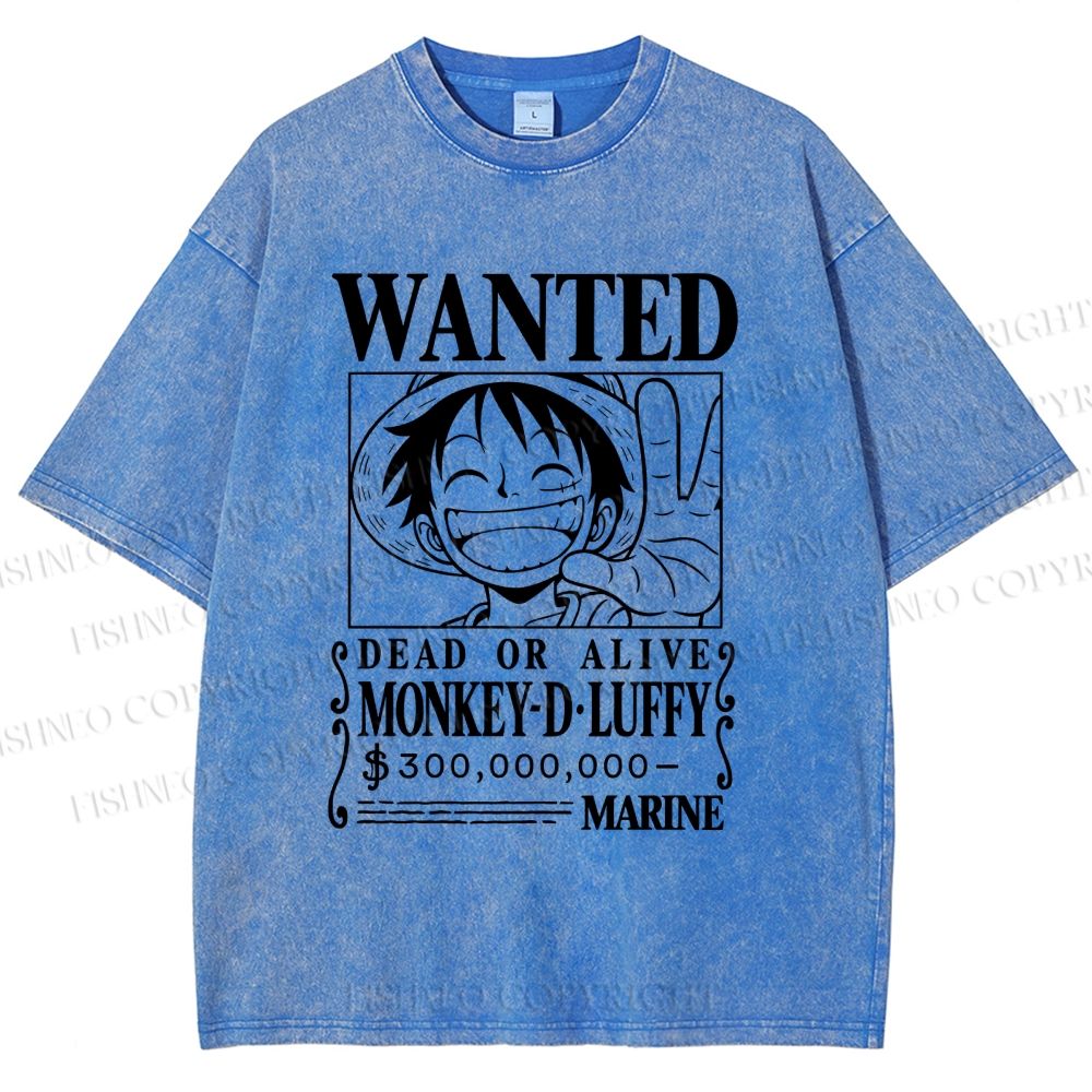 Unisex Luffy Printed Washed Tee
