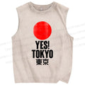 Unisex Tokyo Printed Washed Tank Top