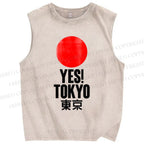 Unisex Tokyo Printed Washed Tank Top