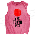 Unisex Tokyo Printed Washed Tank Top