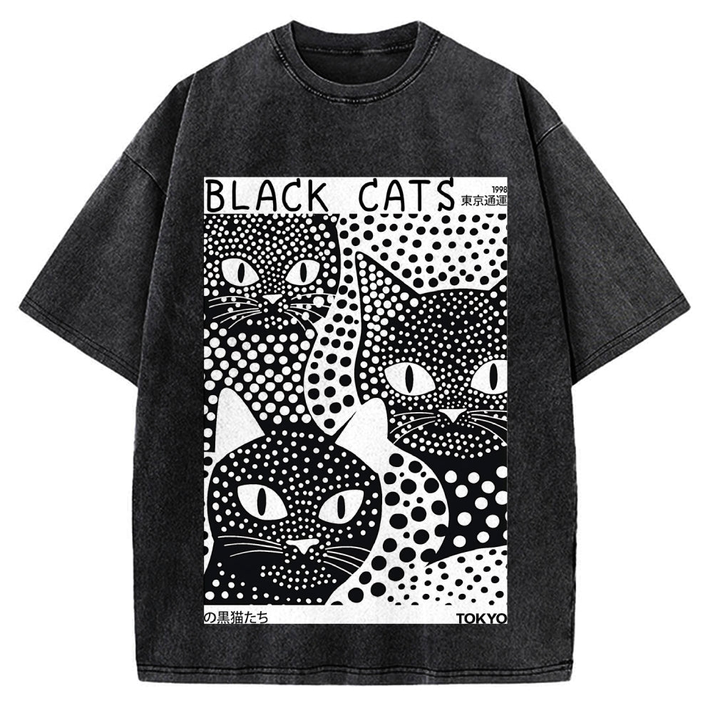 Tokyo Black Cats Vintage Washed T-shirt