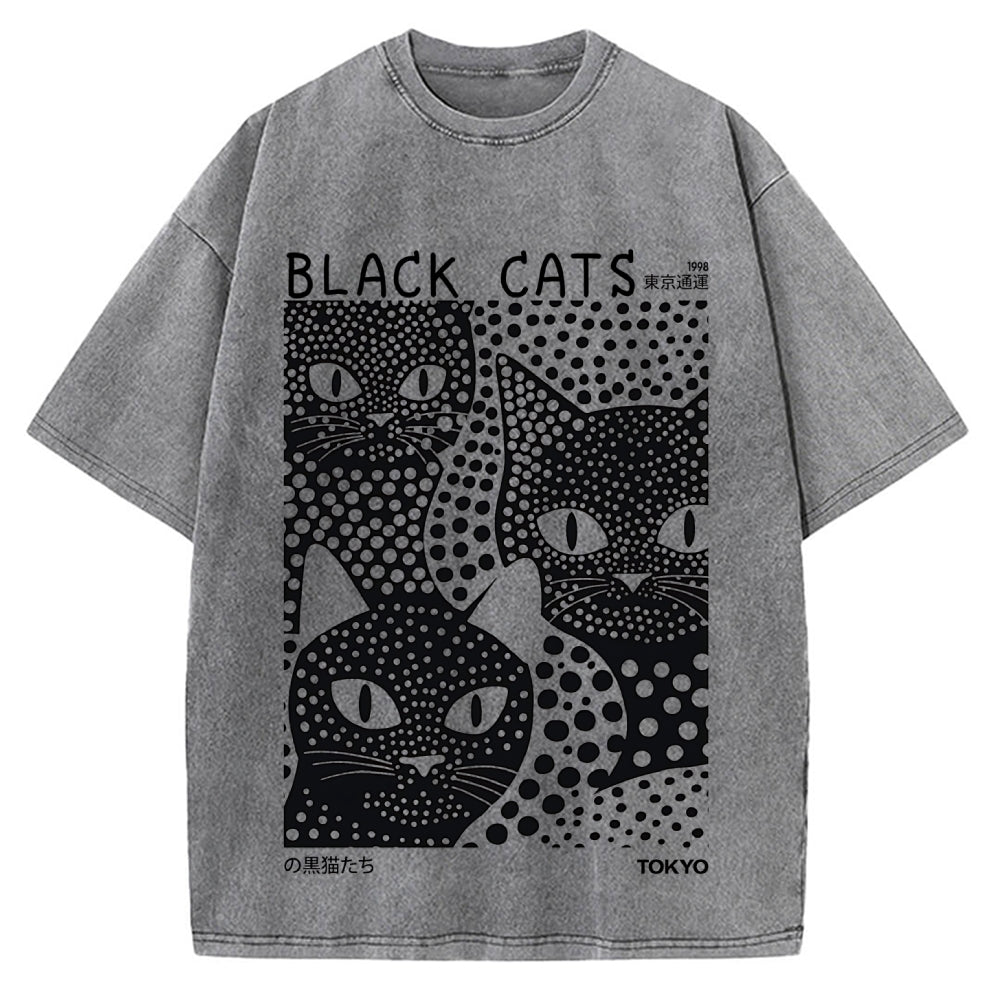 Tokyo Black Cats Vintage Washed T-shirt