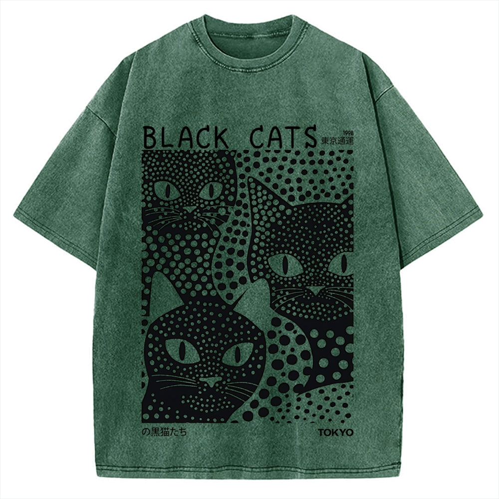 Tokyo Black Cats Vintage Washed T-shirt