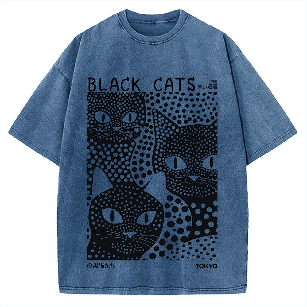 Tokyo Black Cats Vintage Washed T-shirt