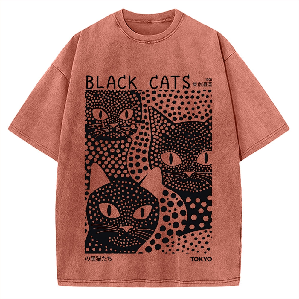 Tokyo Black Cats Vintage Washed T-shirt