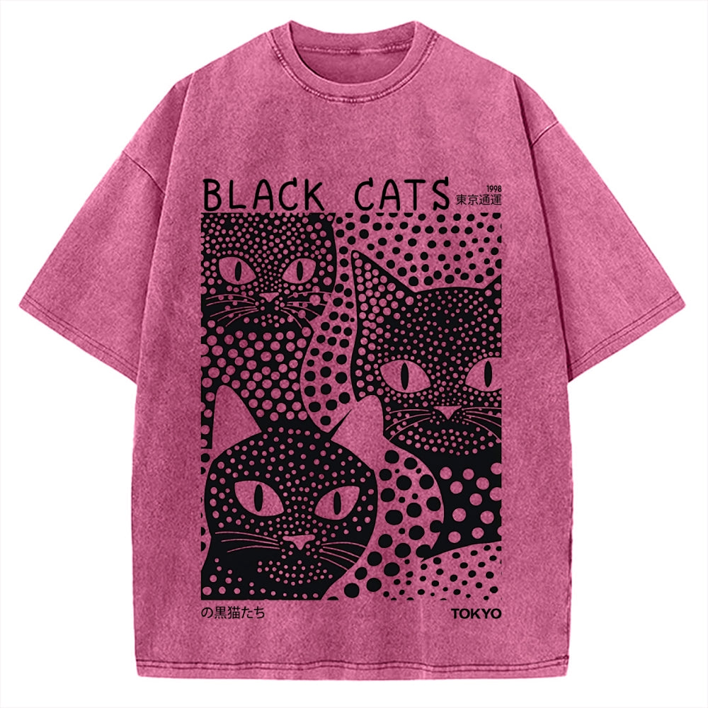 Tokyo Black Cats Vintage Washed T-shirt