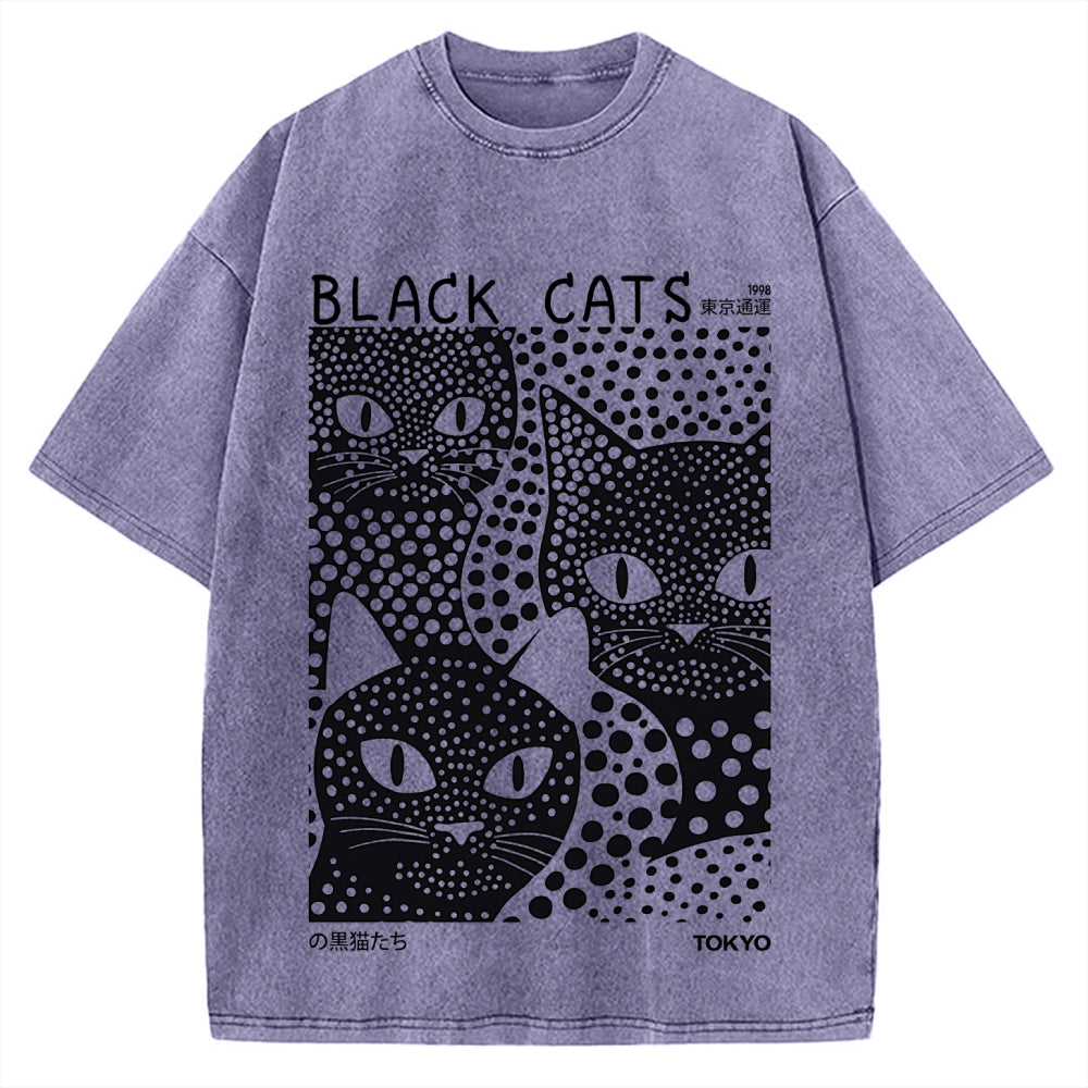 Tokyo Black Cats Vintage Washed T-shirt