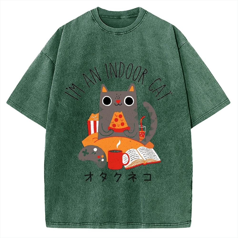 Indoor Cat Vintage Washed T-shirt