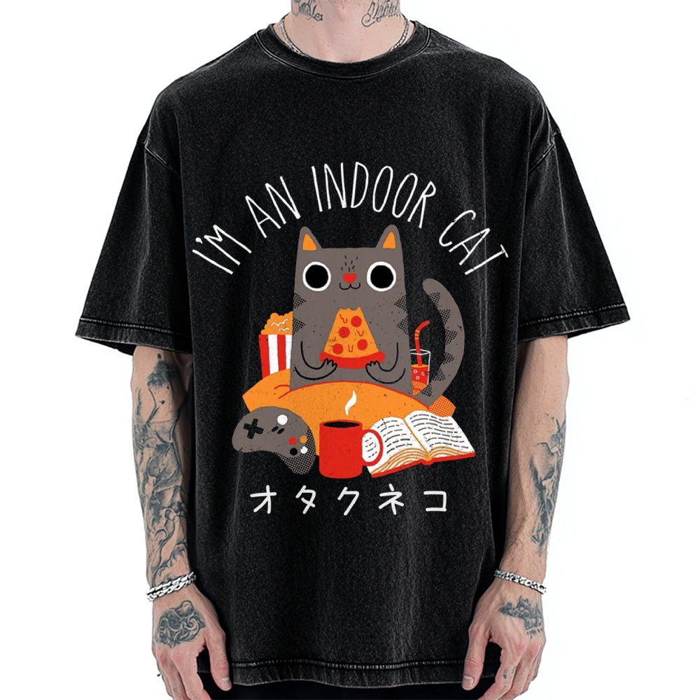 Indoor Cat Vintage Washed T-shirt