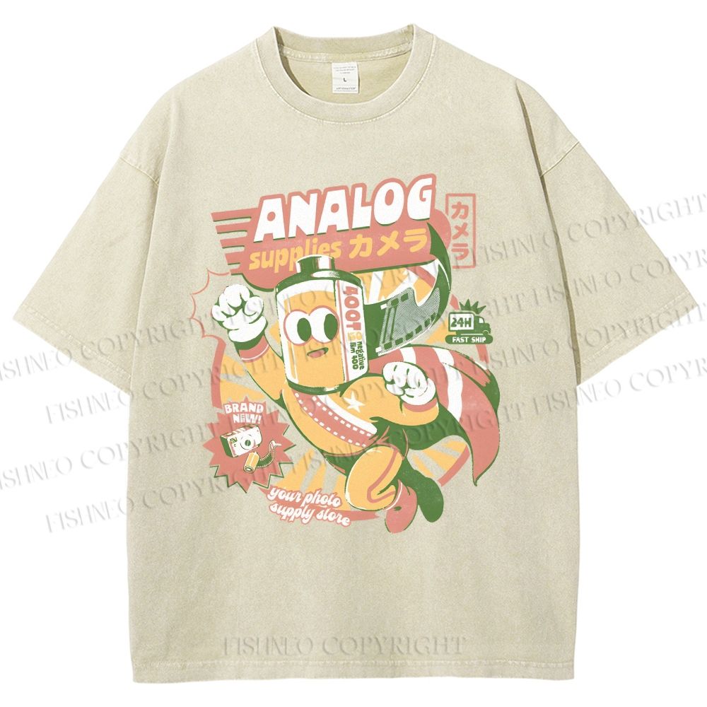 Unisex Super Analog Hero Printed Washed Tee