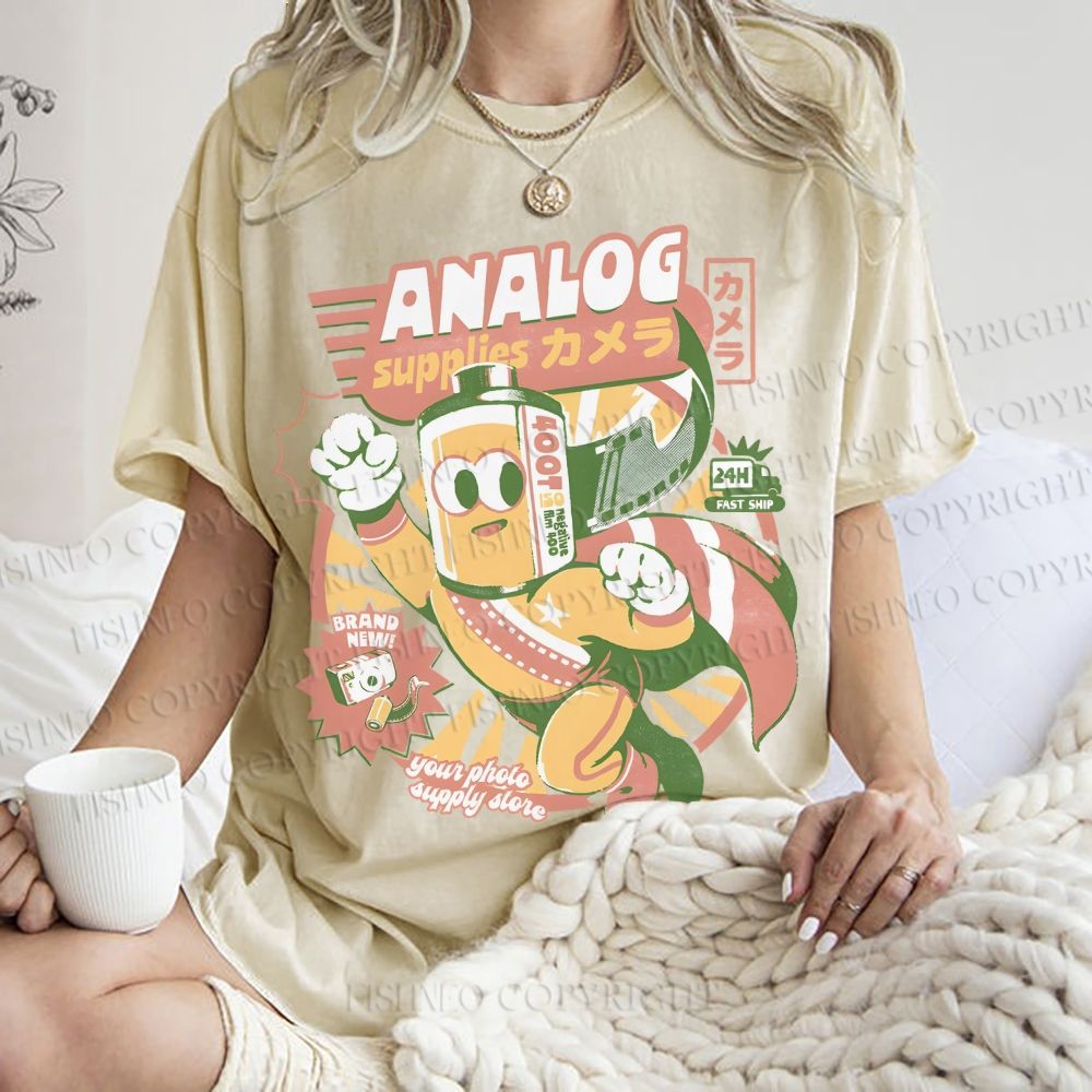 Unisex Super Analog Hero Printed Washed Tee