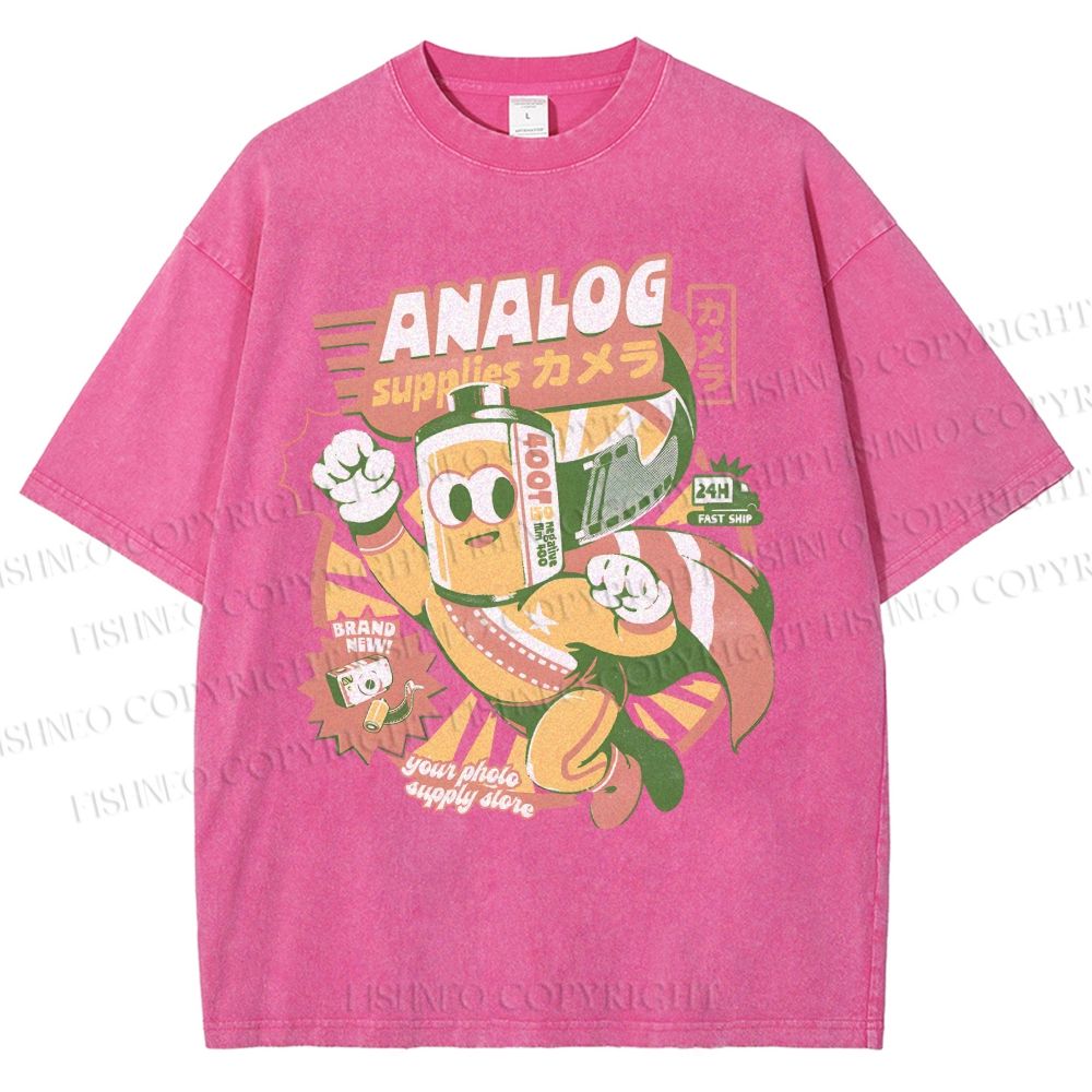 Unisex Super Analog Hero Printed Washed Tee