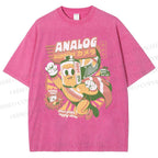 Unisex Super Analog Hero Printed Washed Tee