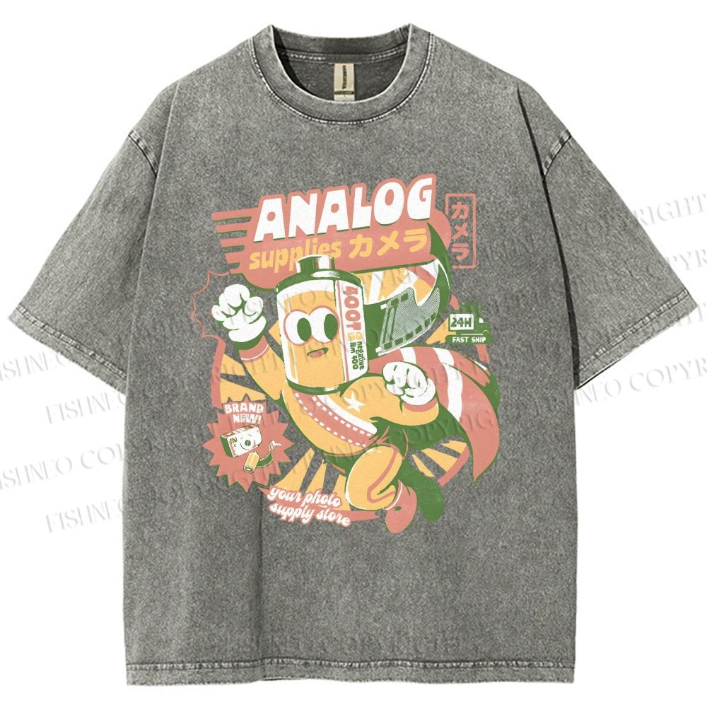 Unisex Super Analog Hero Printed Washed Tee