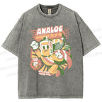 Unisex Super Analog Hero Printed Washed Tee