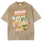 Unisex Super Analog Hero Printed Washed Tee