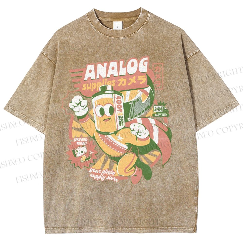 Unisex Super Analog Hero Printed Washed Tee