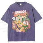 Unisex Super Analog Hero Printed Washed Tee