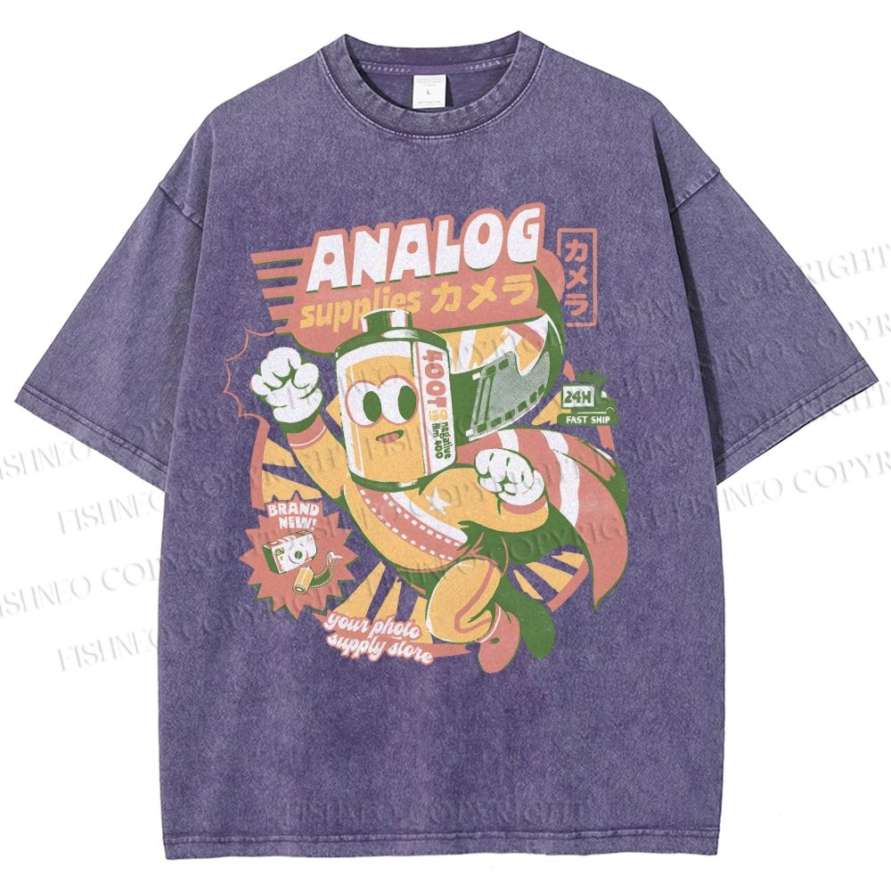 Unisex Super Analog Hero Printed Washed Tee