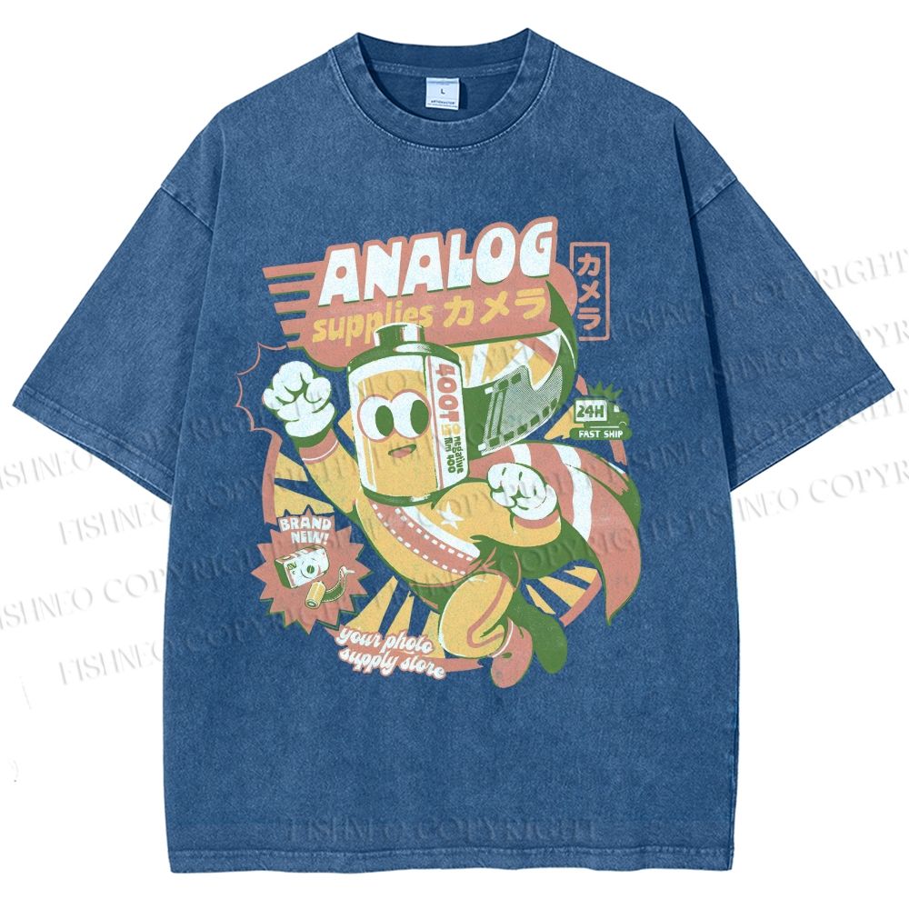 Unisex Super Analog Hero Printed Washed Tee