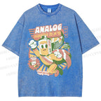 Unisex Super Analog Hero Printed Washed Tee