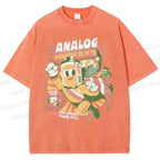Unisex Super Analog Hero Printed Washed Tee