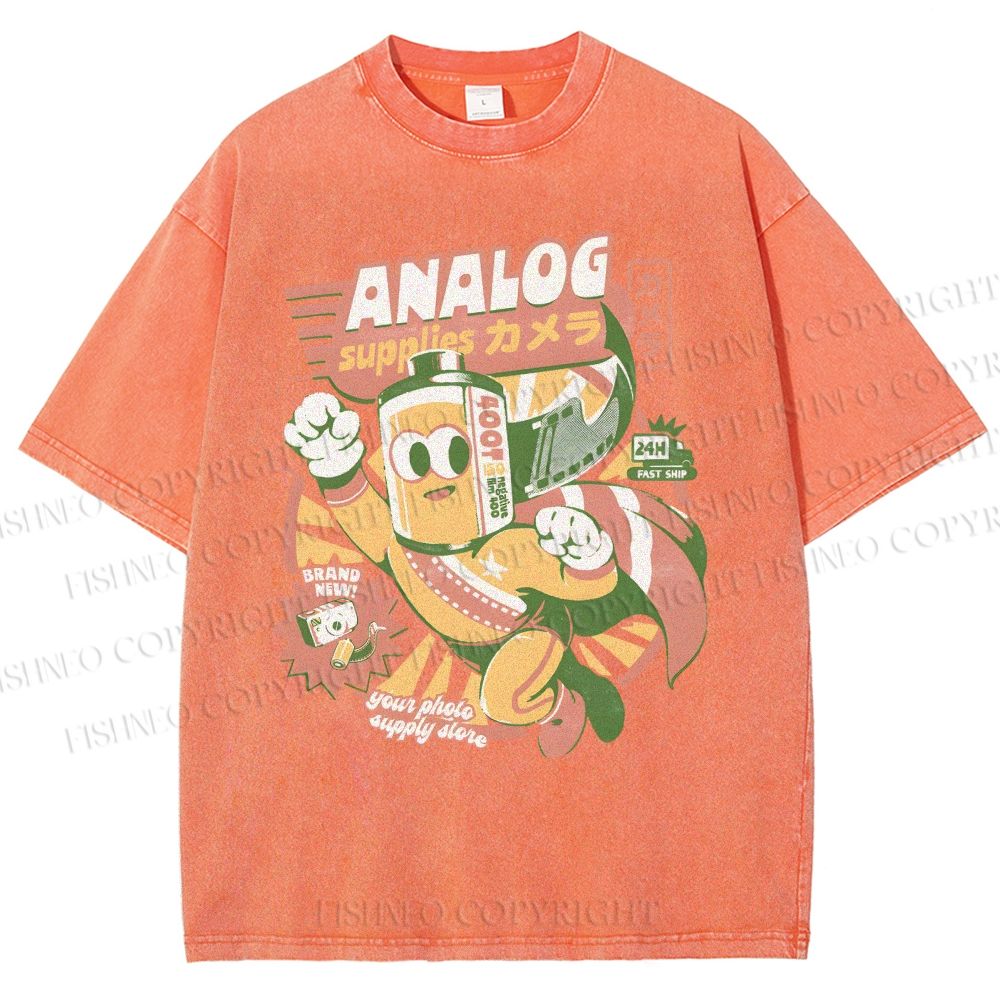 Unisex Super Analog Hero Printed Washed Tee