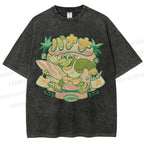 Unisex Surfing Monkey Printed Washed Tee