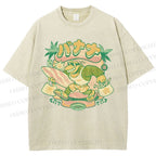Unisex Surfing Monkey Printed Washed Tee
