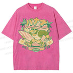 Unisex Surfing Monkey Printed Washed Tee