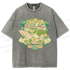 Unisex Surfing Monkey Printed Washed Tee