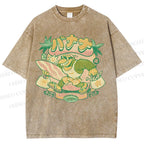 Unisex Surfing Monkey Printed Washed Tee