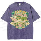 Unisex Surfing Monkey Printed Washed Tee